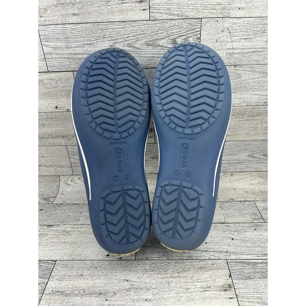 Crocs Shayna Mary Jane Flats Women  6 Navy Blue Geometric Footbed Slip On Shoes